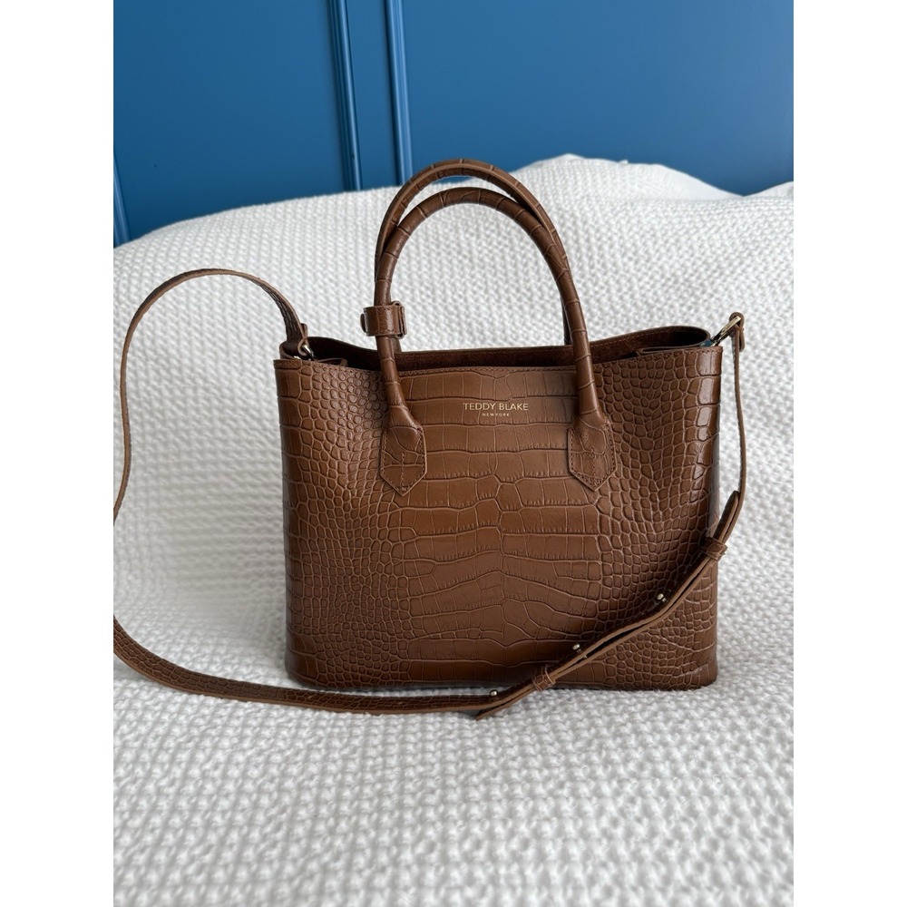 Teddy Blake Vanessa Croco 12" Brown Preppy Quiet Luxury Leather